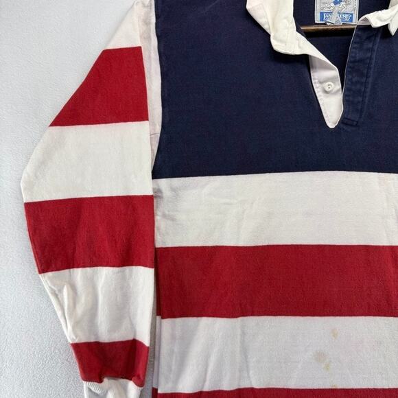 Vintage Lands End Rugby Shirt Men's XL Tall XLT Red White Blue USA Made Flag 90s - Picture 3 of 16